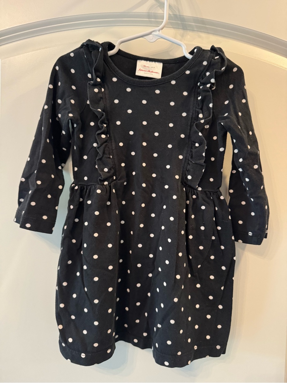 Hanna Andersson Black and White Polka Dot Ruffle Dress